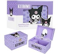 Hello Kitty Sanrio Kuromi Schmuckkästchen Mädchen mit Spieluhr, Spiegel, Schmuckschatulle Kinder für Ringe, Ohrringe, Halskette, Geschenke für Mädchen (Violett Kuromi)