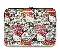 CG Mobile Hülle Hello Kitty HKCSZPDGPTE 14" Beige PU Zip Tags Graffiti
