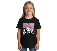 Hello Kitty T-Shirt für Mädchen - Friends Kinder Shirt Oberteil kurzärmlig Schwarz (DE/NL/SE/PL, Numerisch, 158, 164, Regular)