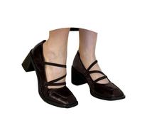 HELLORSOON Damen Keilpumps mit Knöchelriemen Dirndl Chunky Pumps mit Riemchen High Heels Hochzeitsschuhe Bequem Blockabsatz Trachten Schuhe Elegant Festliche Hochzeitsschuhe Festliche Geschlossene