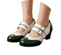 HELLORSOON Damen Mary Jane Breite Füße Dirndl Schuhe Oktoberfest Schuhe mit Riemchen Damenschuhe Oktoberfest Spangenpumps Klassisch Sandaletten Weite H Keilpumps