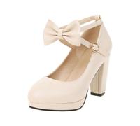 HELLORSOON Damen Mary Jane Breite Füße Dirndl Schuhe Oktoberfest Schuhe mit Riemchen Damenschuhe Oktoberfest Spangenpumps Klassisch Sandaletten Weite H Keilpumps