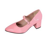 HELLORSOON Damen Mary Jane Pumps Wildleder Optik Chunky Heels Geschlossene Runde Zehe Hochzeitsschuhe Bequem Dirndlschuhe Breite Füße Füße Blockabsatz H Trachtenschuhe Keilpumps