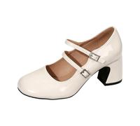 HELLORSOON Damen Pumps Dirndl Schuhe Mary Janes Bequeme Runde Zehen Knöchelriemen Arbeitsschuhe Rockabilly Sommer Hohe Schuhe Absatzschuhe Dirndlschuhe Oktoberfest Outfit