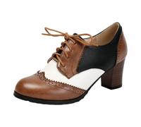 HELLORSOON Damen Pumps mit Hohem Blockabsatz Elegant Bequem Trachten Dirndl Elegant Trachten Pumps Spangenpumps rutschfest Weite H Hochzeitsschuhe Oktoberfest Absatzschuhe Weite H Keilpumps