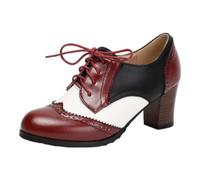 HELLORSOON Damen Pumps mit Hohem Blockabsatz Elegant Bequem Trachten Dirndl Elegant Trachten Pumps Spangenpumps rutschfest Weite H Hochzeitsschuhe Oktoberfest Absatzschuhe Weite H Keilpumps