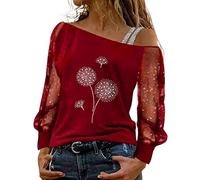 HELLORSOON Glitzer Bluse Damen Festlich Pailletten Spitzen Tunika Elegante Oberteile Damen Schwarz Elegant Silvester Outfit Bluse Festlich Netzoberteil Festliche Glitzer Top Glänzende Daunenjacke