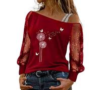 HELLORSOON Glitzer Bluse Damen Festlich Pailletten Spitzen Tunika Oberteile Damen Elegant Party Party Outfit Langarm Tunika Bluse Netzoberteil Festliche Glitzer Top Pullover Festlich