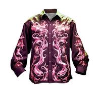 HELLORSOON Glitzerhemd Herren Button-Down 80er Jahre Outfit Herren Knopfleiste Freizeithemden Langarmshirt Disco Kostüm Nachtclub Top Discokugel Nachtklub Musikfestival Outfits Glitzer Hemden