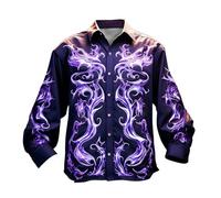 HELLORSOON Glitzerhemd Herren Button-Down 80er Jahre Outfit Herren Knopfleiste Freizeithemden Langarmshirt Disco Kostüm Nachtclub Top Discokugel Nachtklub Musikfestival Outfits Glitzer Hemden