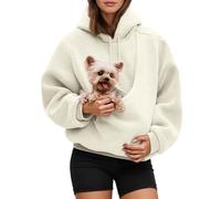 HELLORSOON Haustier Hoodie Damen mit Tragetasche Lustiger Kapuzenpullover mit Übergroßer Kängurutasche für Katze & Hund Weiches Fleece Sweatshirt Oversize Pet Carrier Hoodie für Spaziergänge & Zuhause