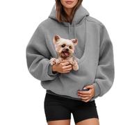 HELLORSOON Haustier Hoodie Damen mit Tragetasche Lustiger Kapuzenpullover mit Übergroßer Kängurutasche für Katze & Hund Weiches Fleece Sweatshirt Oversize Pet Carrier Hoodie für Spaziergänge & Zuhause