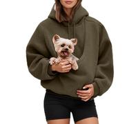 HELLORSOON Haustier Hoodie Damen mit Tragetasche Lustiger Kapuzenpullover mit Übergroßer Kängurutasche für Katze & Hund Weiches Fleece Sweatshirt Oversize Pet Carrier Hoodie für Spaziergänge & Zuhause