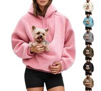 HELLORSOON Haustier Hoodie Damen mit Tragetasche Lustiger Kapuzenpullover mit Übergroßer Kängurutasche für Katze & Hund Weiches Fleece Sweatshirt Oversize Pet Carrier Hoodie für Spaziergänge & Zuhause