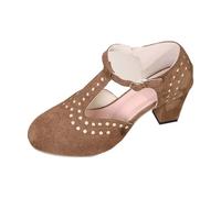 HELLORSOON Trachtenschuhe Damen Chunky Pumps Trachten Absatzschuhe Rockabilly Sommer Hohe Schuhe Sommer Tanzschuhe Breite Füße Oktoberfest Zum Mit Absatz Slingpumps