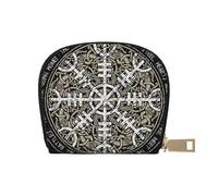 Helm of Awe Kreditkartenetui für Damen und Herren, Leder, Reißverschluss, Kartenetui, Akkordeon-Kartenetui, kleine Geldbörse für Reisen, weiß, Einheitsgröße