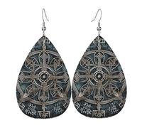 Helm of Ehrfurcht Ohrringe für Frauen, Tropfenform, Leder, doppelseitig, baumelnde Ohrringe, leicht, Damen-Ohr-Accessoires, Schmuck, modisch, Geburtstagsgeschenk