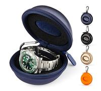 HELMDY Uhrengehäuse Uhrenbox Organizer für Damen und Herren, Reise-Uhrenetui 1 Slot, Tragbare Einzeluhr-Aufbewahrungsbox - Für alle Armbanduhren & Smart Watch bis zu 50mm (Blau-1 Stück)