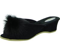 Helmut Trunte Damen Hausschuhe Pantoffeln zehenoffen schwarz 15020, Schuhgröße:42