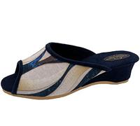 Helmut Trunte Hausschuhe Pantolette mit Fußbett Peeptoe (Marine, Numeric_40)