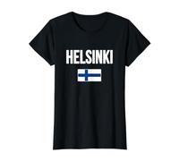 Helsinki Finnische Flagge Finnland Suomi Preisgünstiges Grafik-T-Shirt, Damen, Schwarz, XL