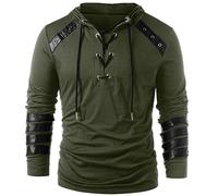 helymore Herren Gothic Steampunk Hoodie Mittelalter Ritter Langarm Nähte Rüstung Vintage Sweatshirt Pullover
