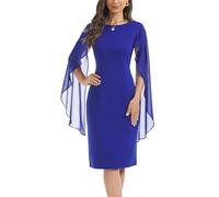 HELYO Damen Chiffon Umhang Ärmel Mini Cape Kleid V-Rücken Halb formell Elegant Bodycon Hochzeit Gast Abend Cocktailkleider