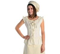 HEMAD Damen Bluse Mittelalter Schnürbluse ärmellos naturbeige M