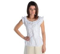 HEMAD Damen Bluse Mittelalter Schnürbluse ärmellos weiß XXL