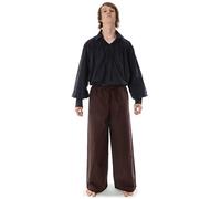 HEMAD Herren Hose Mittelalter Schnürhose S-XXXL schwarz, blau, rot, grün, braun, beige, weiß -Reine Baumwolle (L, braun)