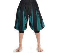 HEMAD Herren Landsknecht-Hose kurz Mittelalter Bundhose 100% Baumwolle Modell: Morold, Schwarz-Grün S/M