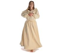 HEMAD Mittelalter Damen-Rock weiter Tallienrock 100% Baumwolle Modell: Duzabel, Beige, S-M