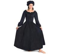 HEMAD Mittelalter Damen-Rock weiter Tallienrock 100% Baumwolle Modell: Duzabel, Schwarz, L-XL