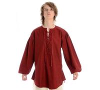 HEMAD Mittelalter Hemd Schnürhemd Baumwollhemd/Leinenstruktur rot XXXL