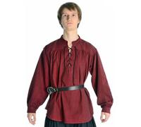 HEMAD Mittelalter-Hemd Schnürhemd Feste Baumwolle Modell: Artus, dunkelrot XXXL