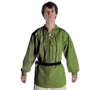 HEMAD Mittelalter-Hemd Schnürhemd Feste Baumwolle Modell: Artus, grün L