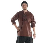HEMAD Mittelalter-Hemd Schnürhemd Reine Baumwolle Modell: Edward, Braun L