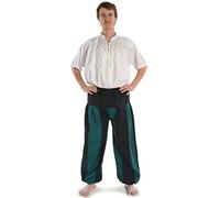 HEMAD Mittelalter Hose Landsknecht schwarz-grün L/XL Piraten Pluderhose