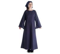 HEMAD Mittelalter-Kleid Trompetenärmel 100% Baumwolle Modell: Sigune, Dunkelblau S