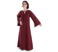 HEMAD Mittelalter-Kleid Trompetenärmel 100% Baumwolle Modell: Sigune, Dunkelrot S