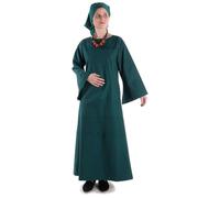 HEMAD Mittelalter-Kleid Trompetenärmel 100% Baumwolle Modell: Sigune, Grün L