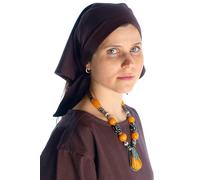 HEMAD Mittelalter Kopftuch Laudamie aus Baumwolle Braun Gewandung LARP