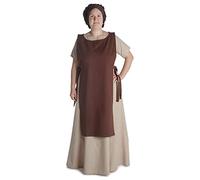 HEMAD Mittelalter Überkleid (Trägerkleid) 100% Baumwolle Modell: Hrotsvit, Braun S-M