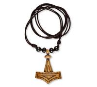 HEMAD Wikinger Hals-Kette Thorshammer Mjölnir | Handarbeit aus Kochen | Braun | Fundort: Karstorf