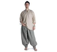 HEMAD Wikinger-Hose Rus-Hose weites Bein 100% Baumwolle Fischgrätmuster Modell: Munin, Schwarz-Weiß, XXL-3XL