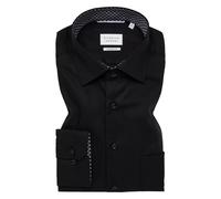 Langarmhemd ETERNA "COMFORT FIT", Herren, Gr. 42, Normalgrößen, schwarz, Popeline, 100% Baumwolle, normal, Langarm Manschette, Hemden, NON IRON (bügelfrei) (97050037-42) schwarz
