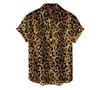 Hemd 80er Jahre Herren Kurzarm, Tiger Tier Muster Kurzarmhemd 70er Sommerhemd Leicht Hawaii Hemd Männer 60er Hip Hop Disco Outfit Hawaiihemd Retro Lustig 90er Jahre Mittelalter Hemden Herren
