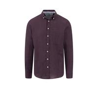 FYNCH-HATTON Hemd aus Leinen mit Button-Down-Kragen und Brusttasche aubergine/L