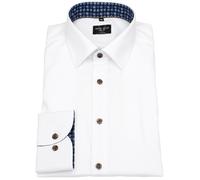 Hemd - Body Fit - Kentkragen - Kontrastknöpfe - weiß - extra langer 69cm Arm Marvelis