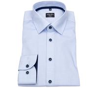 Hemd - Body Fit - Kentkragen - Struktur - Kontrastknöpfe - hellblau Marvelis